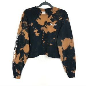 Corvette Distressed & Acid Washed Long Sleeve Crop